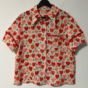 Heart Pattern Button-Up Shirt
